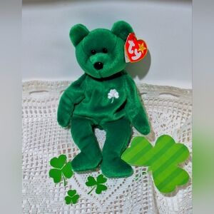 Erin the Irish Bear, Ty Beanie Baby 1997, Tag error, red Chinese stamp